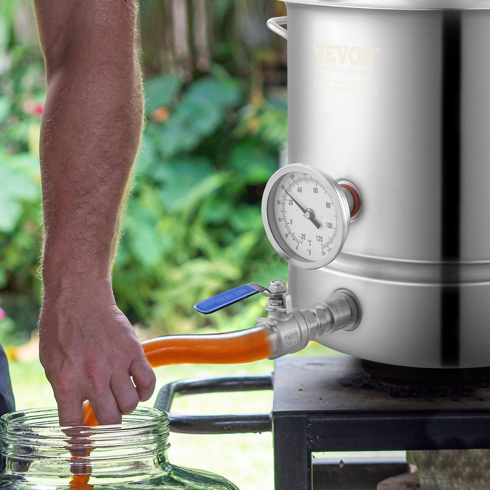 5 GALLON Brewing Pot Stainless Steel Kettle for home beer brewing. Tri Ply Bottom For Beer, Brew Kettle Pot, Home Brewing Supplies Includes Lid, Handle, Thermometer, Ball Valve Spigot, Filter, Filter Tray. Perfect for ales and beginger brewing pots